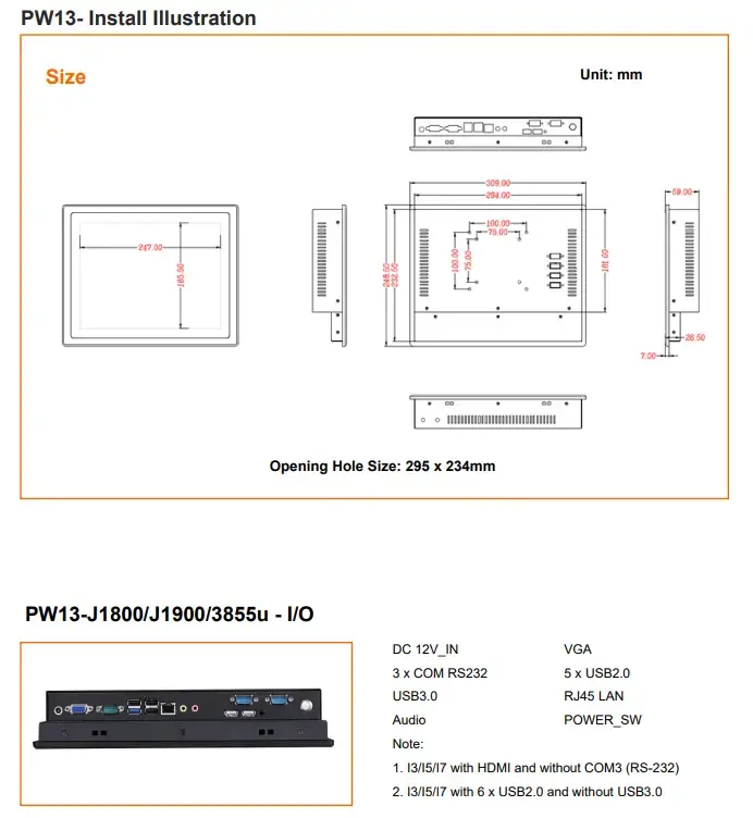 Panel PC PW13 Install