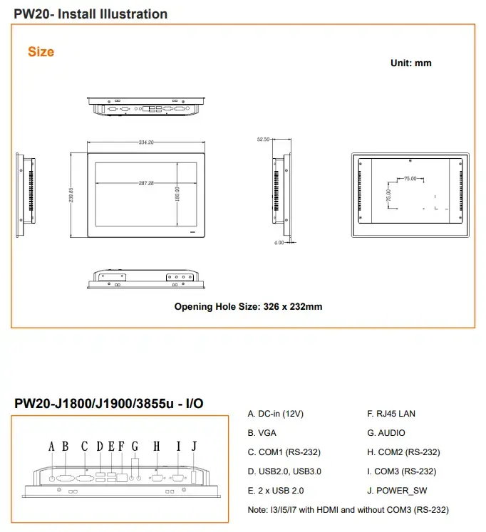 Panel PC PW20 Install
