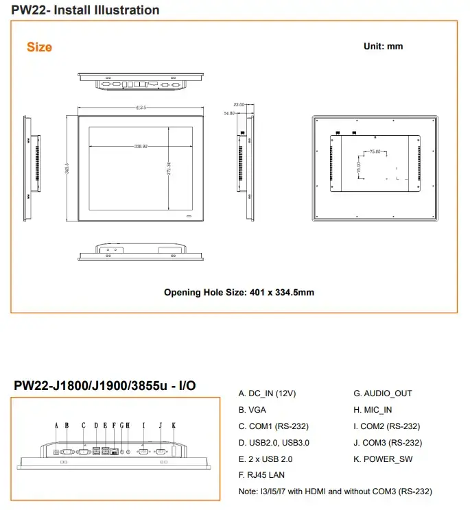 Panel PC PW22 Install